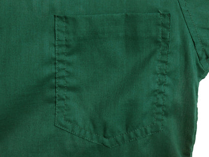 70s ★ 3段 チェーンステッチ 刺繍 半袖 オープンカラー シャツ メンズ L / 古着 ヴィンテージ 開襟 ボックス ボウリング ポケット付き 緑