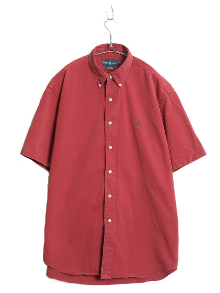 00s ラルフローレン 半袖 ボタンダウン シャツ メンズ L / オールド ポロ コットン 半袖シャツ ワンポイント ワイシャツ シンプル BD 赤