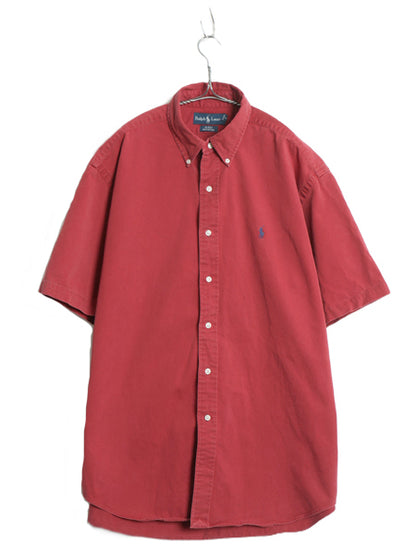 00s ラルフローレン 半袖 ボタンダウン シャツ メンズ L / オールド ポロ コットン 半袖シャツ ワンポイント ワイシャツ シンプル BD 赤