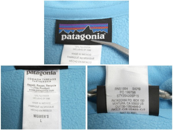パタゴニア マイクロD ハーフジップ フリース プルオーバー レディース L 古着 15年製 ロンT 長袖 Tシャツ ハイネック アウトドア トップス