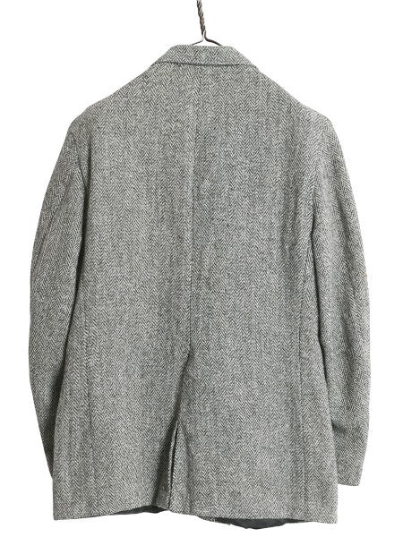 80s USA製 ハリスツイード テーラード ジャケット メンズ L 程 ヴィンテージ ブレザー ツイード ウール ヘリンボーン ストライプ トラッド