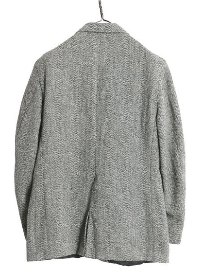 80s USA製 ハリスツイード テーラード ジャケット メンズ L 程 ヴィンテージ ブレザー ツイード ウール ヘリンボーン ストライプ トラッド