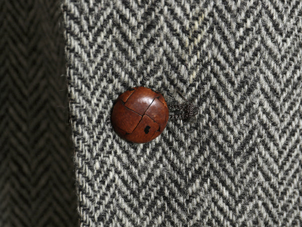 80s USA製 ハリスツイード テーラード ジャケット メンズ L 程 ヴィンテージ ブレザー ツイード ウール ヘリンボーン ストライプ トラッド