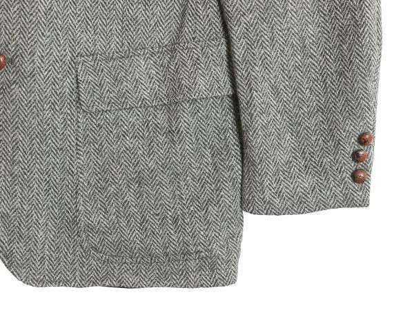 80s USA製 ハリスツイード テーラード ジャケット メンズ L 程 ヴィンテージ ブレザー ツイード ウール ヘリンボーン ストライプ トラッド
