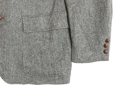 80s USA製 ハリスツイード テーラード ジャケット メンズ L 程 ヴィンテージ ブレザー ツイード ウール ヘリンボーン ストライプ トラッド