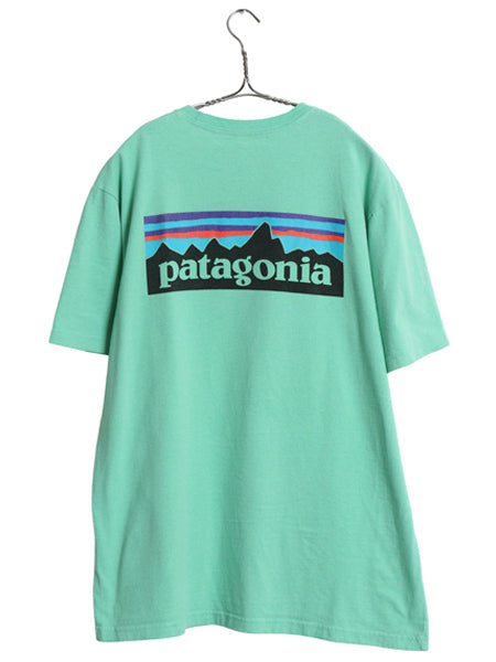 パタゴニア 両面 プリント 半袖 Tシャツ メンズ M / アウトドア P6 ボックスロゴ バックプリント カットソー トップス シンプル グリーン