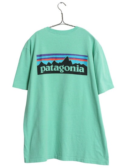 パタゴニア 両面 プリント 半袖 Tシャツ メンズ M / アウトドア P6 ボックスロゴ バックプリント カットソー トップス シンプル グリーン