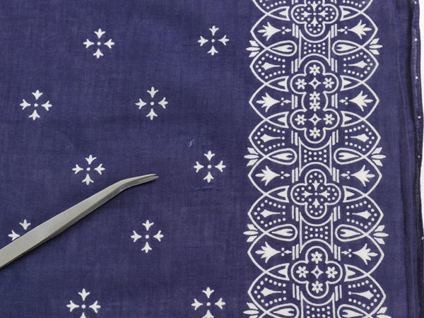 60s USA製 ★ WAMCRAFT アイアン クロス 柄 バンダナ / 小物 ヴィンテージ ショベル セルビッジ 耳付き コットン ハンカチ ネイビー ナス紺