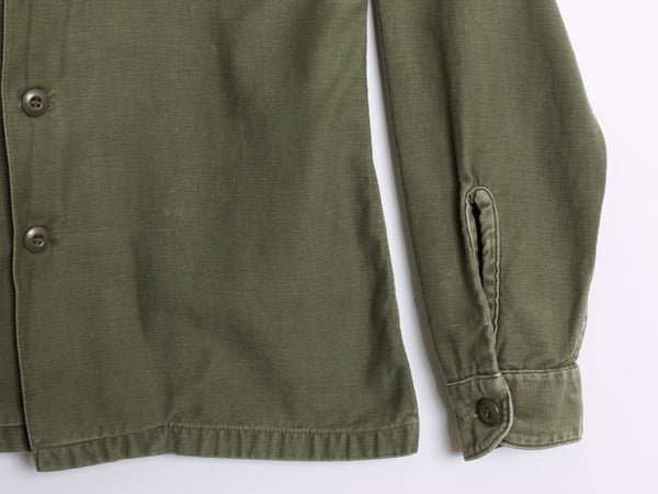 60s 米軍実物 US ARMY コットン サテン ユーティリティ シャツ M / ヴィンテージ OG107 シャツ袖 2nd 軍物 ミリタリー ワッペン付き カーキ