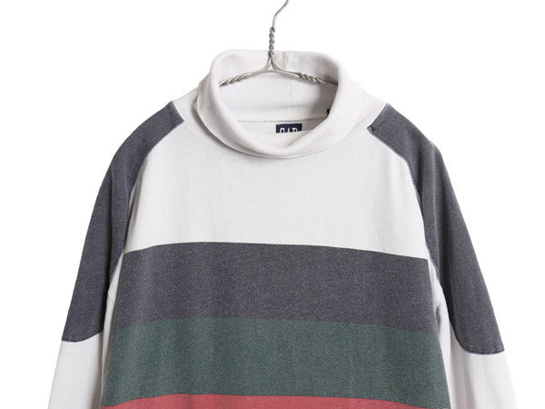 90s オールド ギャップ タートルネック ボーダー 長袖 Tシャツ メンズ XL / ラガーシャツ 素材 ヘビーウェイト マルチカラー 大きいサイズ