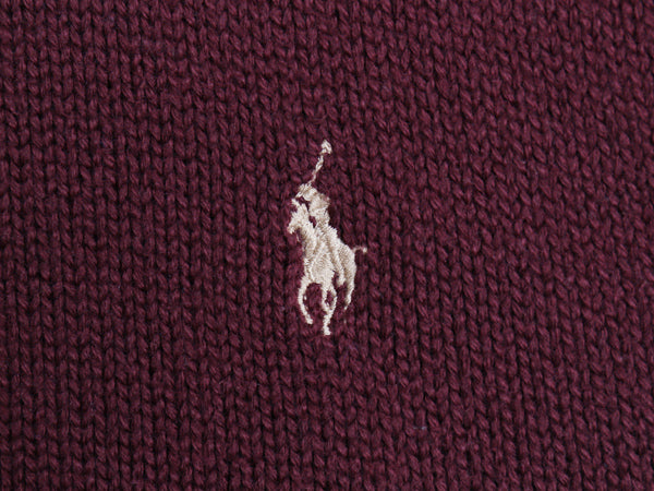 00s ポロ ラルフローレン ハーフジップ コットン ニット セーター メンズ L オールド ハイネック ワンポイント ポニー 刺繍 無地 リブ編み