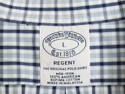 ブルックスブラザーズ チェック 長袖 ボタンダウン シャツ メンズ L 古着 REGENT スーピマ コットン ワイシャツ ノーアイロン ポケット付き