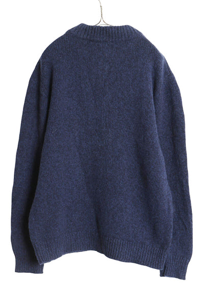 エルエルビーン ヘンリーネック ニット セーター メンズ L アウトドア ラム ウール ミドルゲージ プルオーバー ハイネック モックネック 紺