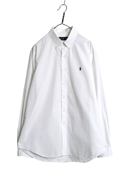 ラルフローレン 長袖 ボタンダウン シャツ メンズ XL ポロ 長袖シャツ コットン ワイシャツ ワンポイント ホワイト 大きいサイズ ビジネス