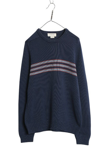 00s ジェイクルー ボーダーコットン ニット セーター メンズ S 古着 オールド 長袖ニット ミドルゲージ リブ編み カットソー クルーネック