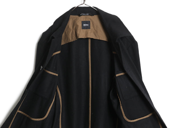 ヒューゴボス ウール カシミヤ ジャケット メンズ M 程/ テーラード ブレザー ステンカラー ハーフ コート ブルゾン ジャンパー ブラック