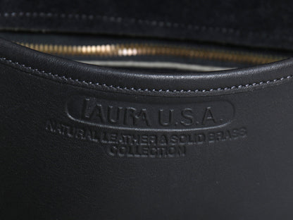 LAURA USA 本革 レザー ショルダーバッグ / レザーバッグ フラップトップ  肩掛け 斜め掛け ターンロック ミニショルダー 小ぶり 黒 小さめ
