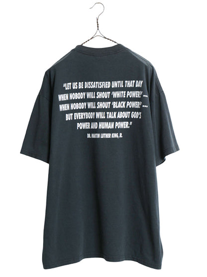 90s ★ キング牧師 イラスト プリント Tシャツ メンズ XL 程 / 古着 オールド アート 偉人 メッセージ グラフィック 大きいサイズ ブラック