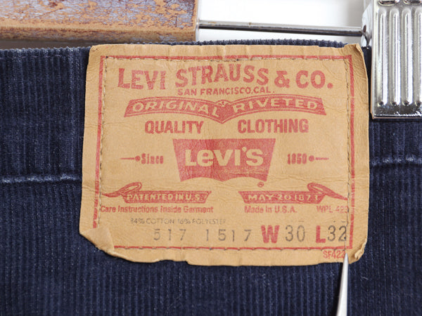 70s USA製 リーバイス 517 コーデュロイ フレア パンツ メンズ 30 32 / ヴィンテージ ブーツカット スリム 細畝 42 TALON ネイビー 細身
