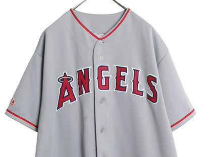 エンゼルス ベースボール シャツ メンズ XXL 程/ MLB オフィシャル マジェスティック 大リーグ ユニフォーム 重ね着 ジャージ 大きいサイズ