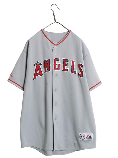 エンゼルス ベースボール シャツ メンズ XXL 程/ MLB オフィシャル マジェスティック 大リーグ ユニフォーム 重ね着 ジャージ 大きいサイズ