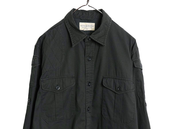 デニム&サプライ ラルフローレン 長袖 ハンティング シャツ メンズ XXL / ポロ アウトドア シューティング サファリ 大きいサイズ 無地 黒