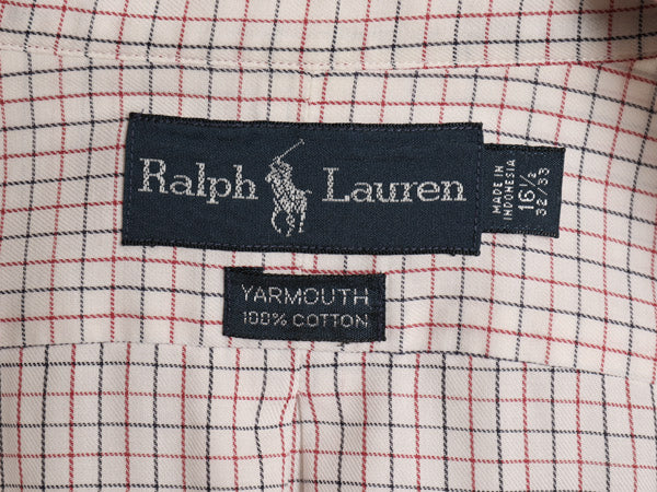 90s ラルフローレン チェック 長袖 ボタンダウン シャツ メンズ L 程 オールド ポロ YARMOUTH コットン ワンポイント ポニー マルチカラー