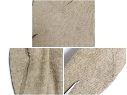 60s USA製 ★ CAMPUS Vネック モヘア ニット セーター メンズ M 古着 ヴィンテージ プルオーバー 重ね着 グランジ 無地 毛足 毛長 ベージュ