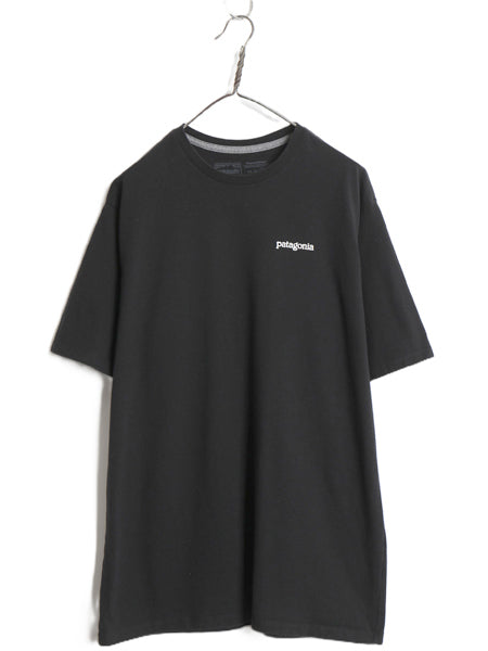 パタゴニア 両面 プリント 半袖 Tシャツ メンズ L / アウトドア バックプリント ロゴ イラスト グラフィック クルーネック カットソー 黒