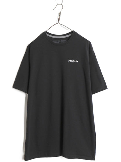 パタゴニア 両面 プリント 半袖 Tシャツ メンズ L / アウトドア バックプリント ロゴ イラスト グラフィック クルーネック カットソー 黒