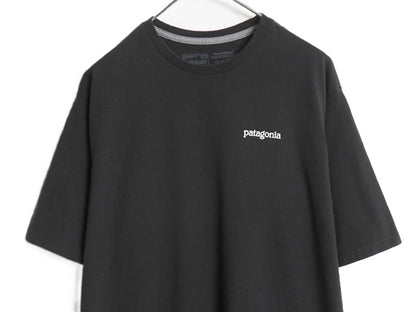 パタゴニア 両面 プリント 半袖 Tシャツ メンズ L / アウトドア バックプリント ロゴ イラスト グラフィック クルーネック カットソー 黒