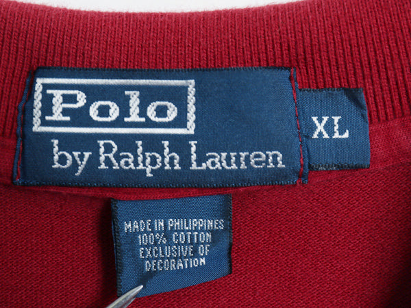 90s ポロ ラルフローレン 鹿の子 長袖 ポロシャツ メンズ XL 古着 長袖シャツ カットソー ワンポイント ポニー刺繍 シンプル 大きいサイズ