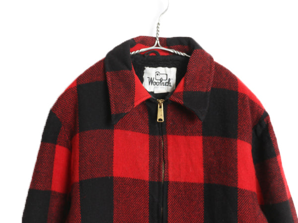 70s USA製 ウールリッチ ウール ジャケット メンズ L / ヴィンテージ 裏 ボア パイル フリース ハーフコート ブロック チェック フルジップ