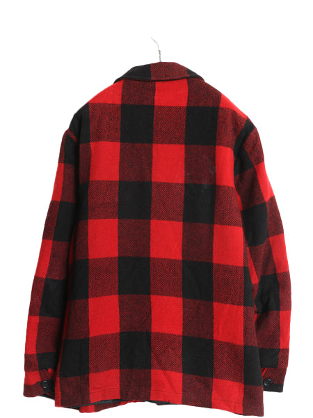 70s USA製 ウールリッチ ウール ジャケット メンズ L / ヴィンテージ 裏 ボア パイル フリース ハーフコート ブロック チェック フルジップ