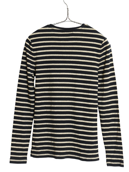 00s ローレン ラルフローレン ボーダー 長袖 Tシャツ レディース M / オールド ロンT コットン ストレッチ カットソー ツートン 黒 金 ラメ