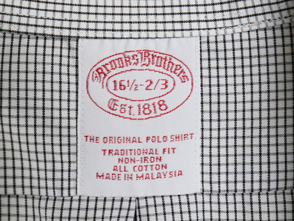 ブルックスブラザーズ チェック 長袖 ボタンダウン シャツ メンズ L 程/ 古着 TRADITIONAL FIT ワイシャツ BDシャツ ポケット付き 白 黒