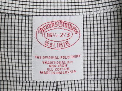 ブルックスブラザーズ チェック 長袖 ボタンダウン シャツ メンズ L 程/ 古着 TRADITIONAL FIT ワイシャツ BDシャツ ポケット付き 白 黒