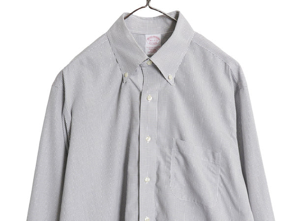 ブルックスブラザーズ チェック 長袖 ボタンダウン シャツ メンズ L 程/ 古着 TRADITIONAL FIT ワイシャツ BDシャツ ポケット付き 白 黒