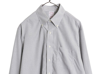 ブルックスブラザーズ チェック 長袖 ボタンダウン シャツ メンズ L 程/ 古着 TRADITIONAL FIT ワイシャツ BDシャツ ポケット付き 白 黒