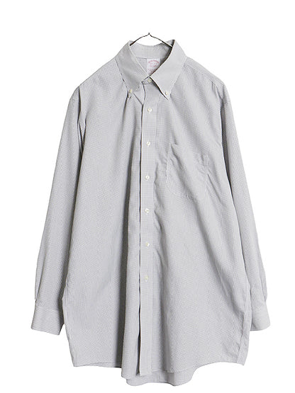 ブルックスブラザーズ チェック 長袖 ボタンダウン シャツ メンズ L 程/ 古着 TRADITIONAL FIT ワイシャツ BDシャツ ポケット付き 白 黒