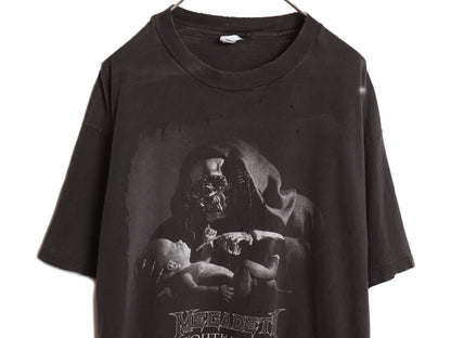 90s USA製 ★ メガデス スカル イラスト プリント Tシャツ メンズ XL / オールド オフィシャル 雰囲気系 当時物 バンド ロック メタル 黒