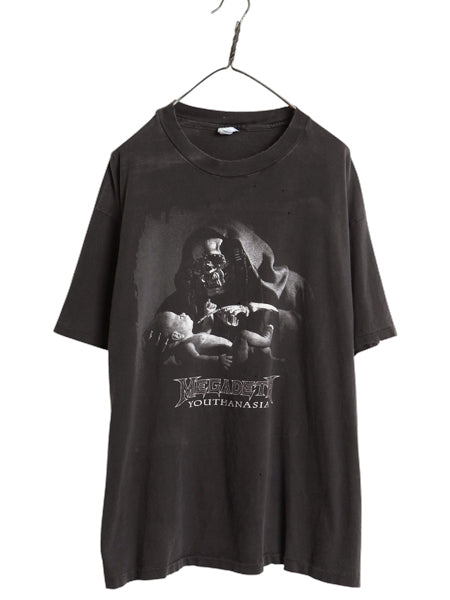 90s USA製 ★ メガデス スカル イラスト プリント Tシャツ メンズ XL / オールド オフィシャル 雰囲気系 当時物 バンド ロック メタル 黒