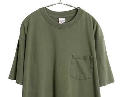 90s BVD ポケット付き 無地 半袖 Tシャツ メンズL / オールド 無地T ポケT シングルステッチ ヘビーウェイト コットン カットソー ブランク