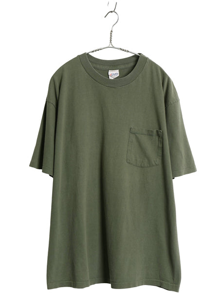 90s BVD ポケット付き 無地 半袖 Tシャツ メンズL / オールド 無地T ポケT シングルステッチ ヘビーウェイト コットン カットソー ブランク