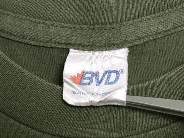 90s BVD ポケット付き 無地 半袖 Tシャツ メンズL / オールド 無地T ポケT シングルステッチ ヘビーウェイト コットン カットソー ブランク