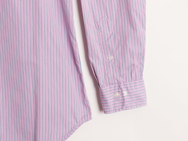 00s ラルフローレン ストライプ 長袖 シャツ メンズ L 程 オールド ポロ REGENT CLASSIC FIT コットン ポニー無し ドレス 紫 マルチカラー