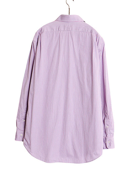 00s ラルフローレン ストライプ 長袖 シャツ メンズ L 程 オールド ポロ REGENT CLASSIC FIT コットン ポニー無し ドレス 紫 マルチカラー