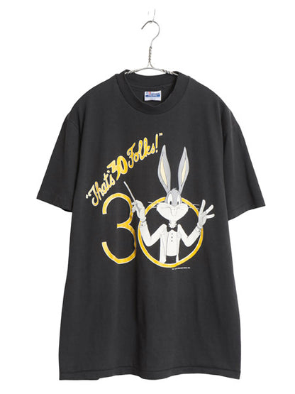90s USA製 ワーナー バックスバニー プリント Tシャツ メンズ レディース L / オールド キャラクター イラスト シングルステッチ ブラック