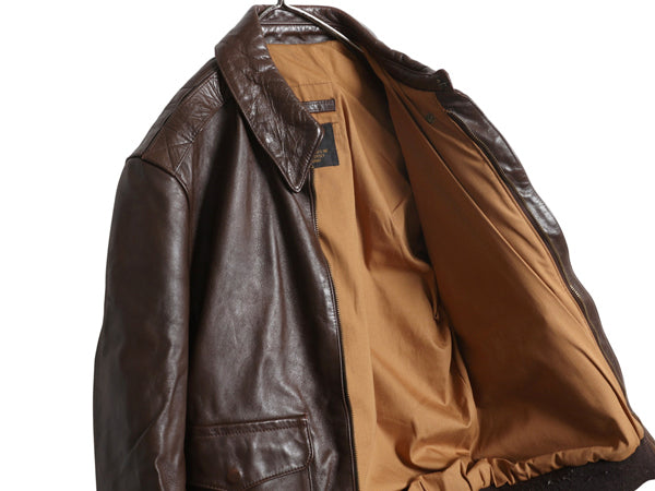 00s FLIGHT APPAREL INDUSTRIES A-2 タイプ 本革レザー フライト ジャケット メンズ M 程/ 古着 オールド 革ジャン ボンバー ジャンパー 茶