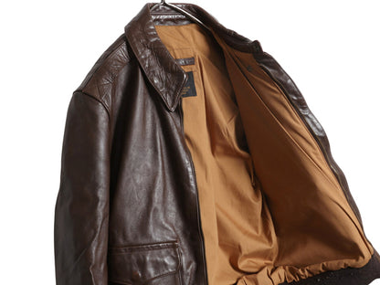 00s FLIGHT APPAREL INDUSTRIES A-2 タイプ 本革レザー フライト ジャケット メンズ M 程/ 古着 オールド 革ジャン ボンバー ジャンパー 茶